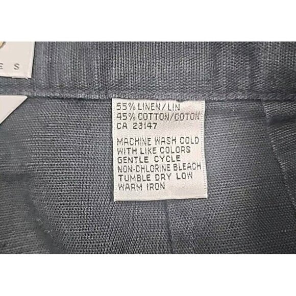 Talbots Pants Cropped Black Irish Linen & Cotton High Rise Casual Women's 10P - Picture 6 of 7